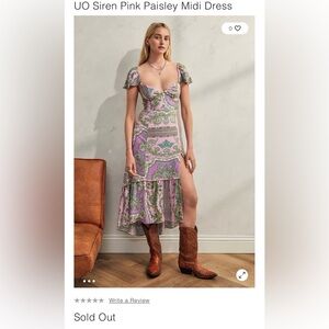 NWT Urban Outfitters UO Siren Pink Lavender Paisley Midi Dress Size Medium
